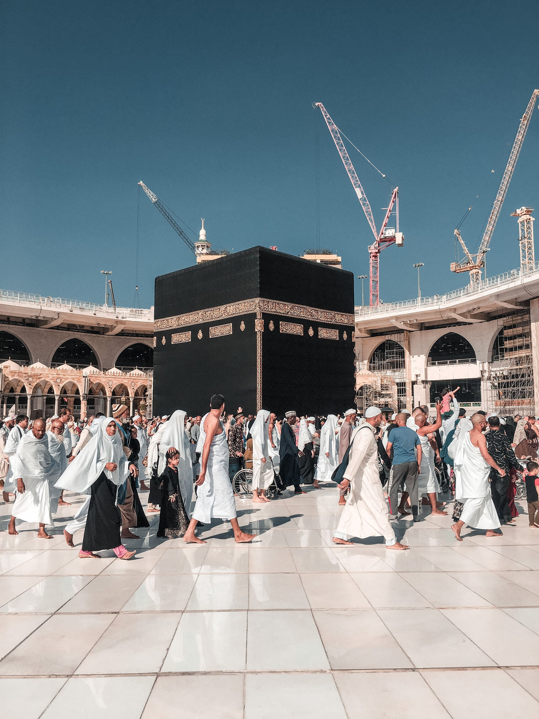 Pilgrims around the Kaaba at Masjid al-Haram in Makkah