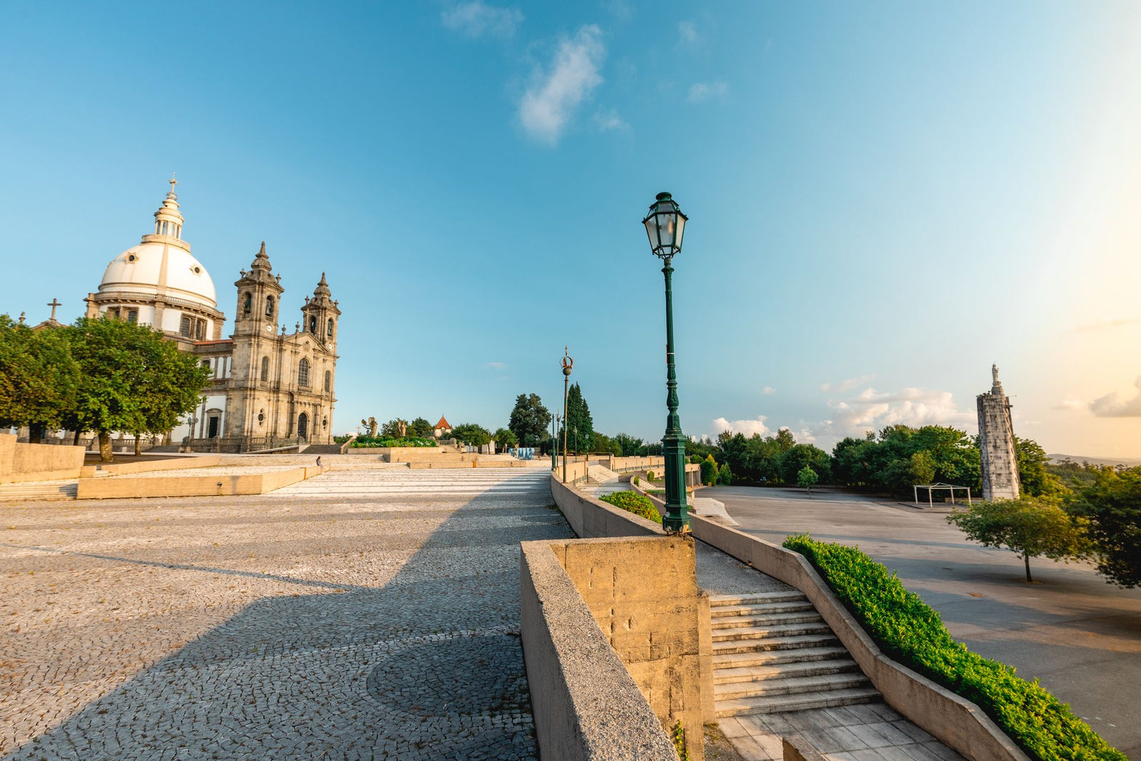 A scenic view of the Sanctuary of Our Lady of Sameiro, a sacred site in Braga, Portugal.